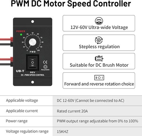 محول بطارية عجلة الطاقة مع مجموعة أدوات التحكم في سرعة المحرك DC 12-60V وحماية مدمجة من الجهد المنخفض لمشروع DIY لبطارية Dewalt 20V (التحكم في مفتاح التشغيل والإيقاف) in Kuwait