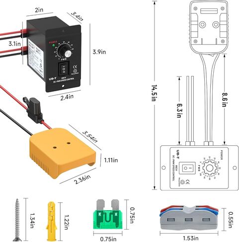 محول بطارية عجلة الطاقة مع مجموعة أدوات التحكم في سرعة المحرك DC 12-60V وحماية مدمجة من الجهد المنخفض لمشروع DIY لبطارية Dewalt 20V (التحكم في مفتاح التشغيل والإيقاف) in Kuwait