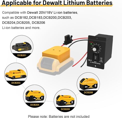 محول بطارية عجلة الطاقة مع مجموعة أدوات التحكم في سرعة المحرك DC 12-60V وحماية مدمجة من الجهد المنخفض لمشروع DIY لبطارية Dewalt 20V (التحكم في مفتاح التشغيل والإيقاف) in Kuwait