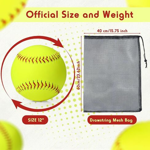 Lewtemi 36 Pack Yellow Sports Practice Softballs, Official Size and Weight Slowpitch Softball, Unmarked & Leather Covered Youth Fastpitch Softball Ball Training Ball for Games and Training in Saudi Arabia