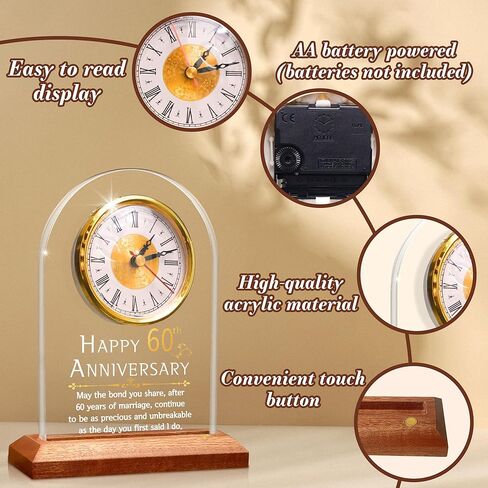 هدية زفاف FULLOSUN للذكرى الخمسين، ساعة طاولة مكتبية، ساعة كوارتز للذكرى السنوية، 50 عامًا من الزواج، زفاف ذهبي للزوجين والآباء والأجداد (50) in Kuwait