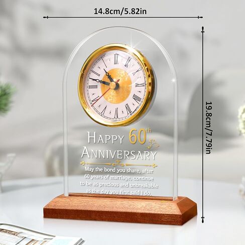 هدية زفاف FULLOSUN للذكرى الخمسين، ساعة طاولة مكتبية، ساعة كوارتز للذكرى السنوية، 50 عامًا من الزواج، زفاف ذهبي للزوجين والآباء والأجداد (50) in Kuwait