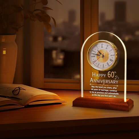 هدية زفاف FULLOSUN للذكرى الخمسين، ساعة طاولة مكتبية، ساعة كوارتز للذكرى السنوية، 50 عامًا من الزواج، زفاف ذهبي للزوجين والآباء والأجداد (50) in Kuwait