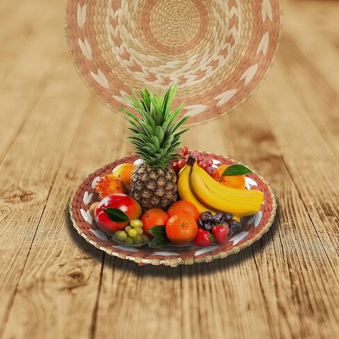 Woven Wall Basket Decor - Woven Bowls Trays Hanging Baskets Indoor Bowl For Home Wall Art.Rustic Durable Structured Boho Decorations. Different Solo Gift Products in Saudi Arabia