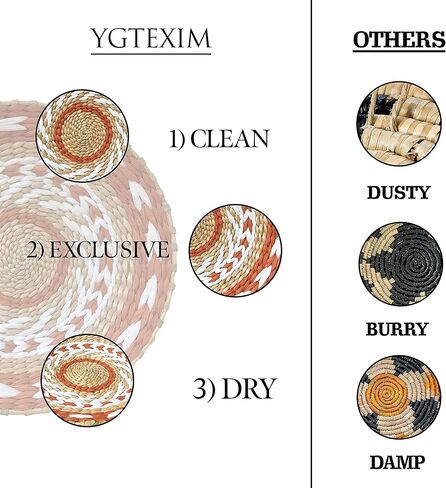 Woven Wall Basket Decor - Woven Bowls Trays Hanging Baskets Indoor Bowl For Home Wall Art.Rustic Durable Structured Boho Decorations. Different Solo Gift Products in Saudi Arabia