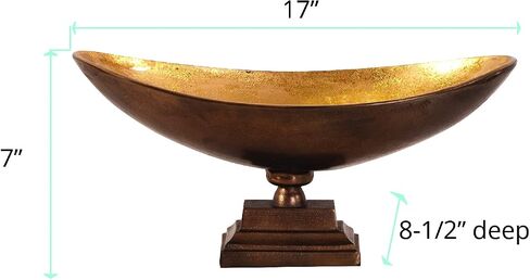 Howard Elliott Collection Howard Elliot Medium, Seascape Natural Oblong Bronze Footed Bowl with Gold Luster in Saudi Arabia