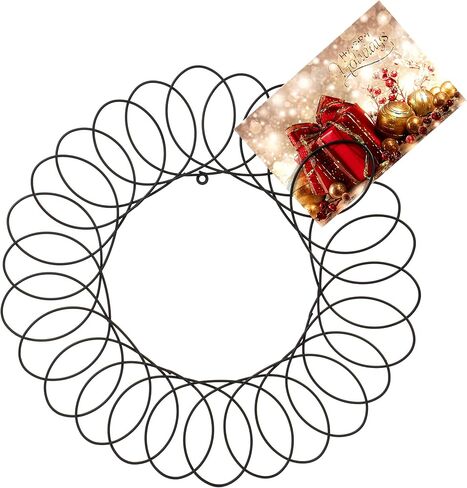 Red Co. Silver Metal Wreath - Wall Mount Christmas Card Holder - 17" Dia in Saudi Arabia