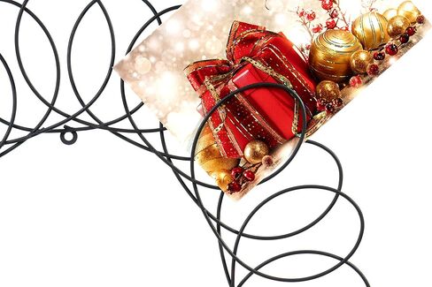 Red Co. Silver Metal Wreath - Wall Mount Christmas Card Holder - 17" Dia in Saudi Arabia