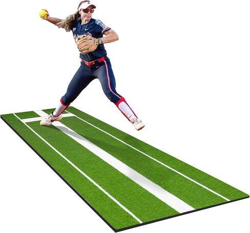 Softball Pitching Mat, 10' X 3' Softball Pitching Mound with Pitching Rubber, 5mm Antislip TP-Rubber Bottom, Softball Pitchers Mound for Indoor & Outdoor (Upgraded Version) in Saudi Arabia