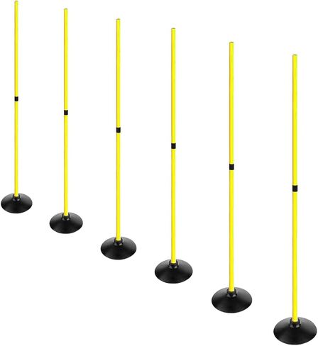 6FT Soccer Agility Poles with Rubber Base Detachable Speed Agility Stick Slalom Speed Training Pole Set for Sports in Kuwait