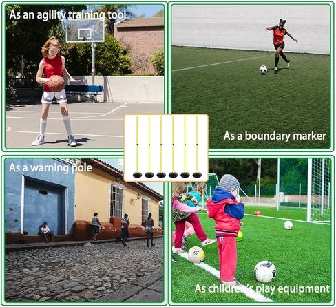 6FT Soccer Agility Poles with Rubber Base Detachable Speed Agility Stick Slalom Speed Training Pole Set for Sports in Kuwait