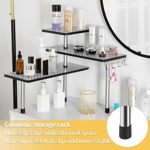 Countertop Organizer Corner Shelves, 3-Tier Adjustable Organizer, Counter Shelf Organizer with Hooks, for Bathroom Counter, Kitchen, Dresser Table, Desktop in Saudi Arabia