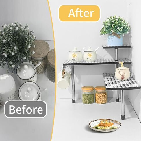 Countertop Organizer Corner Shelves, 3-Tier Adjustable Organizer, Counter Shelf Organizer with Hooks, for Bathroom Counter, Kitchen, Dresser Table, Desktop in Saudi Arabia