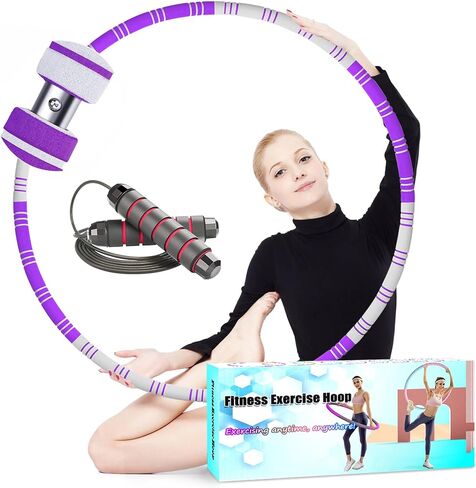Weighted Exercise Hoop for Adults Weight Loss,8 Section Detachable Fitness Exercise Hoops with Jump Rope for Women and Men,Soft Padded Workout Hoops for Lose Weight Fast in Saudi Arabia
