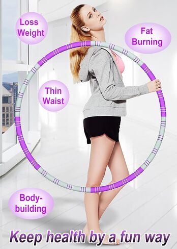 Weighted Exercise Hoop for Adults Weight Loss,8 Section Detachable Fitness Exercise Hoops with Jump Rope for Women and Men,Soft Padded Workout Hoops for Lose Weight Fast in Saudi Arabia