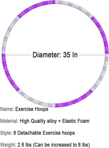 Weighted Exercise Hoop for Adults Weight Loss,8 Section Detachable Fitness Exercise Hoops with Jump Rope for Women and Men,Soft Padded Workout Hoops for Lose Weight Fast in Saudi Arabia