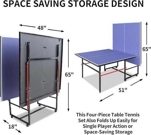 Foldable & Portable Ping Pong Table: 8ft Mid-Size Table Tennis Set for Indoor & Outdoor Games in Saudi Arabia