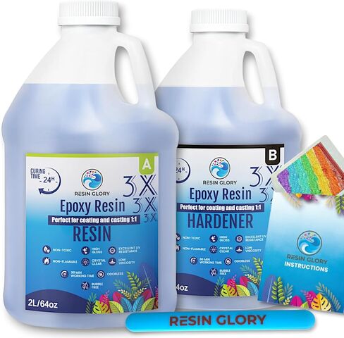 NEW Epoxy Resin Kit - 4L 1gallon 1:1 Ratio Crystal Clear for Art Coating Craft Casting - Jewellery Making, River Table, Coasters, Cheeseboard, DIY- Non-toxic in Saudi Arabia