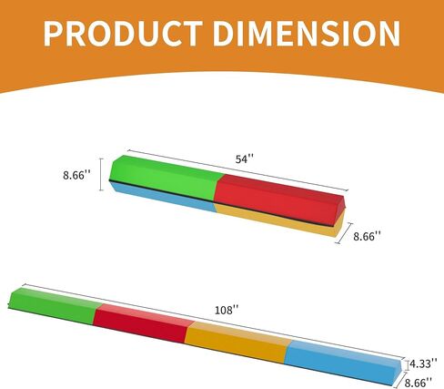 BalanceFrom Folding Balance Beam Gymnastics Floor Beam with Anti-Slip Bottom and Carrying Handles, Multiple Sizes and Colors in Kuwait