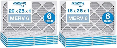 Aerostar 18x18x1 MERV 6 Pleated Air Filter, AC Furnace Air Filter, 6 Pack (Actual Size: 17 3/4"x17 3/4"x3/4") in Saudi Arabia