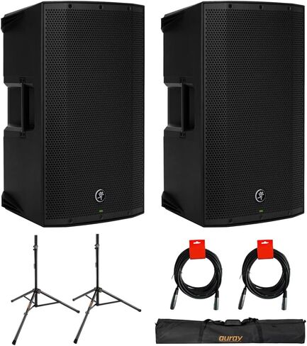 Mackie Thump12A - 1300W 12" Powered Loudspeakers Bundle (Pair) with (2) Steel Speaker Stand and (2) XLR-XLR Cable in Saudi Arabia