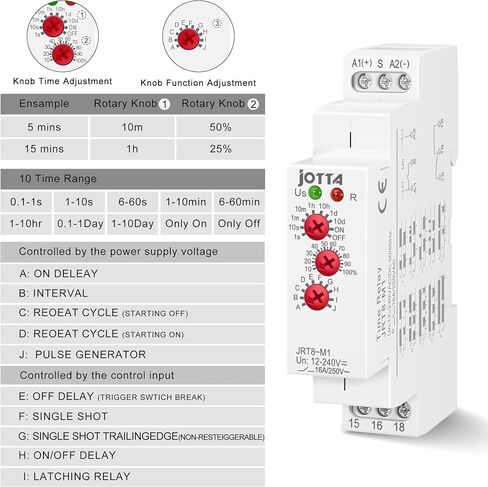 JOTTA 16A Multifunction Time Relay with 10 Function Choices JRT8-M1,AC230V in Saudi Arabia
