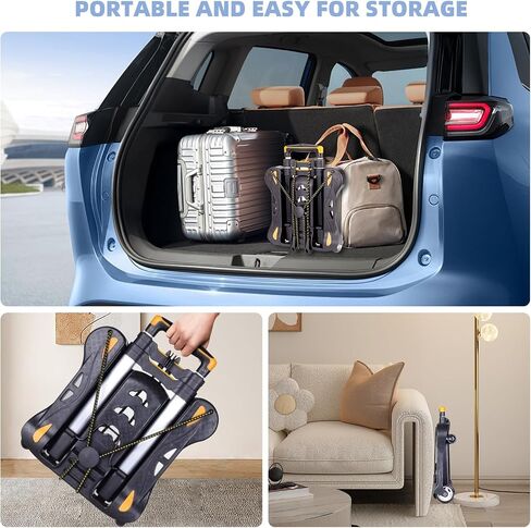 Folding Luggage Cart, Hand Truck 2 Wheels with Elastic Ropes, Solid Aluminum Utility Dolly Platform Cart, Compact and Portable Trolley for Moving Luggage, Backpack, Travel Moving and Office Use in Saudi Arabia