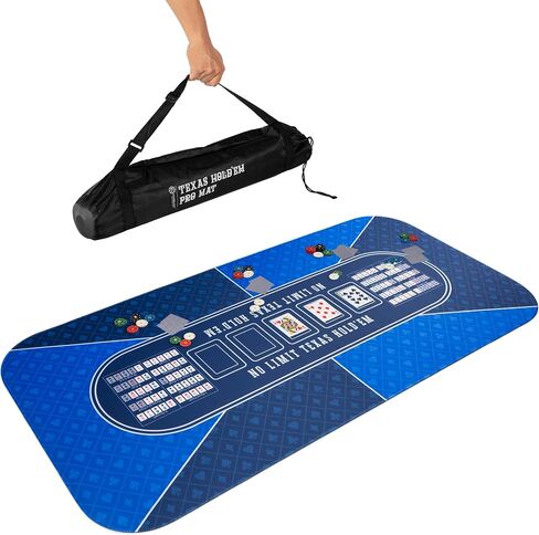 GAMBLUXE 47"X23" / 70"X35" Professional Poker Mat for Table - Smooth Water Repellent Poker Top for Table Nonslip Portable Texas Hold'em Poker Mat + Carrying/Storage Bag for Poker Games, (Black) in Saudi Arabia