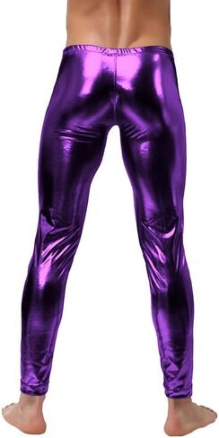 Men's Metallic Shiny Wet Look Leggings Pants in Saudi Arabia