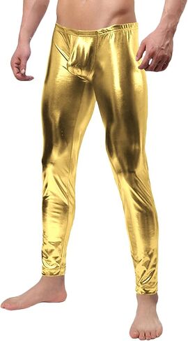 Men's Metallic Shiny Wet Look Leggings Pants in Saudi Arabia