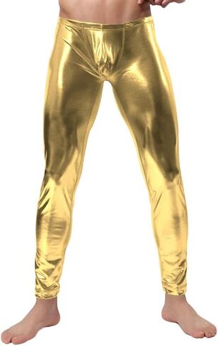 Men's Metallic Shiny Wet Look Leggings Pants in Saudi Arabia