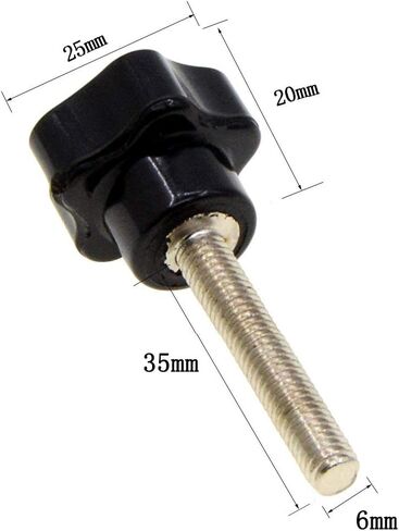 YXQ 5-Star Head Clamping Knob M6x10 Thread 25mm Dia Base Replacement Hand Black Plastic (6Pcs) in Saudi Arabia