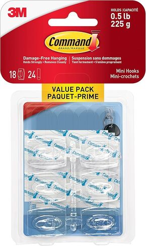 Command 17006CLR-VP Mini Hooks, Clear, 18 Count in Kuwait