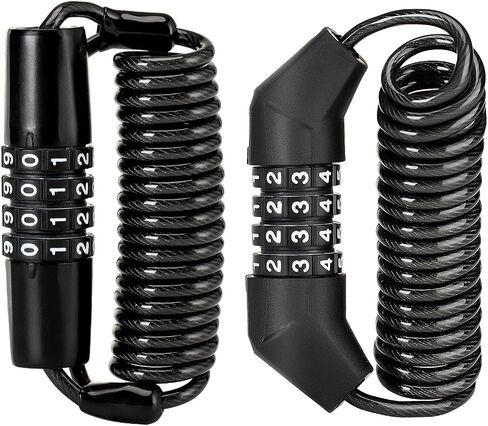 ROCKBROS Motorcycle Helmet Lock, Bike Helmet Lock, 4 Digit Small Cable Lock, Retractable Stroller Lock, Luggage Lock in Saudi Arabia