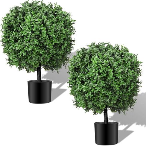 2 قطعة 16 × 24 بوصة خشب البقس توبياري نباتات اصطناعية بوعاء في الهواء الطلق كرات خشب البقس وهمية بوش أشجار صناعية في الهواء الطلق شجيرات اصطناعية بوعاء للداخلية في الهواء الطلق الشرفة الأمامية للمنزل in Kuwait
