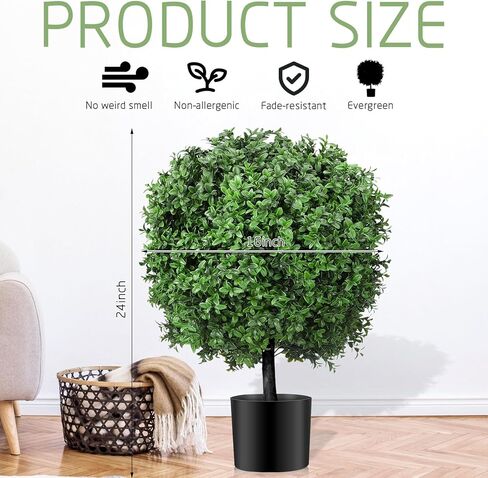 2 قطعة 16 × 24 بوصة خشب البقس توبياري نباتات اصطناعية بوعاء في الهواء الطلق كرات خشب البقس وهمية بوش أشجار صناعية في الهواء الطلق شجيرات اصطناعية بوعاء للداخلية في الهواء الطلق الشرفة الأمامية للمنزل in Kuwait