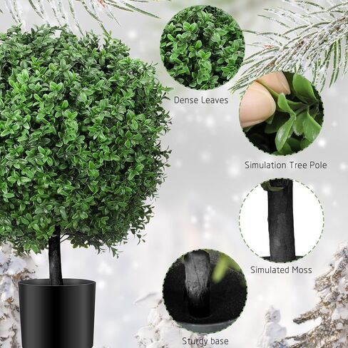 2 قطعة 16 × 24 بوصة خشب البقس توبياري نباتات اصطناعية بوعاء في الهواء الطلق كرات خشب البقس وهمية بوش أشجار صناعية في الهواء الطلق شجيرات اصطناعية بوعاء للداخلية في الهواء الطلق الشرفة الأمامية للمنزل in Kuwait