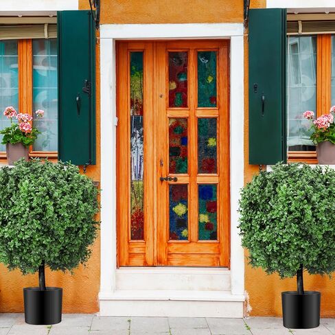 2 قطعة 16 × 24 بوصة خشب البقس توبياري نباتات اصطناعية بوعاء في الهواء الطلق كرات خشب البقس وهمية بوش أشجار صناعية في الهواء الطلق شجيرات اصطناعية بوعاء للداخلية في الهواء الطلق الشرفة الأمامية للمنزل in Kuwait