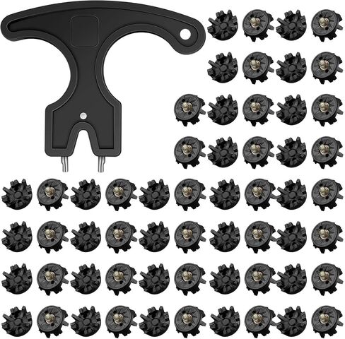 51 Pcs Golf Cleats Set 50 Golf Shoe Spikes Replacements with 1 Golf Cleats Spanner Metal Thread Screw 6 mm Dia Golf Shoe Cleats for Cricket Shoe Golf Player in Saudi Arabia