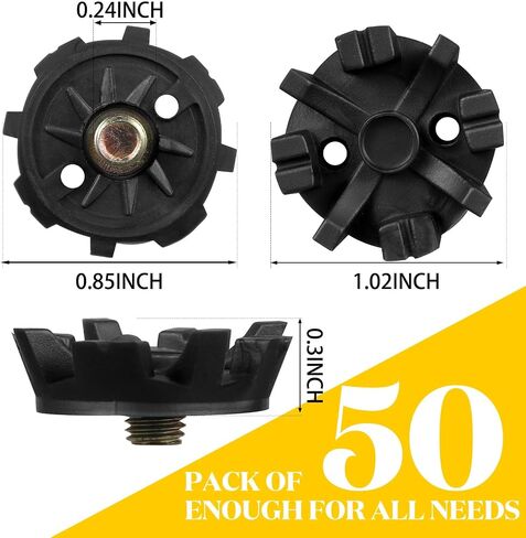 51 Pcs Golf Cleats Set 50 Golf Shoe Spikes Replacements with 1 Golf Cleats Spanner Metal Thread Screw 6 mm Dia Golf Shoe Cleats for Cricket Shoe Golf Player in Saudi Arabia