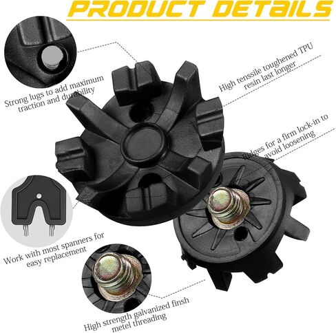 51 Pcs Golf Cleats Set 50 Golf Shoe Spikes Replacements with 1 Golf Cleats Spanner Metal Thread Screw 6 mm Dia Golf Shoe Cleats for Cricket Shoe Golf Player in Saudi Arabia