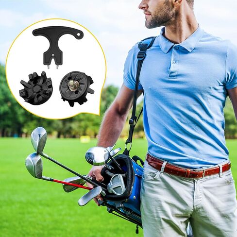 51 Pcs Golf Cleats Set 50 Golf Shoe Spikes Replacements with 1 Golf Cleats Spanner Metal Thread Screw 6 mm Dia Golf Shoe Cleats for Cricket Shoe Golf Player in Saudi Arabia