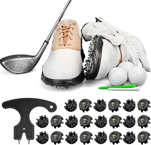51 Pcs Golf Cleats Set 50 Golf Shoe Spikes Replacements with 1 Golf Cleats Spanner Metal Thread Screw 6 mm Dia Golf Shoe Cleats for Cricket Shoe Golf Player in Saudi Arabia