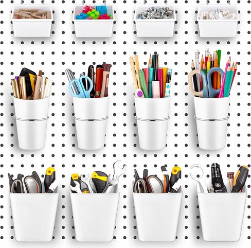 12 Pcs Pegboard Bins Pegboard Cups with Hooks Peg Board Organizer Accessories Pegboard Tool Organizer Pegboard Wall Organizer Pegboard Baskets Set for Garage Workshop Workbench Office Tools Storage in Saudi Arabia