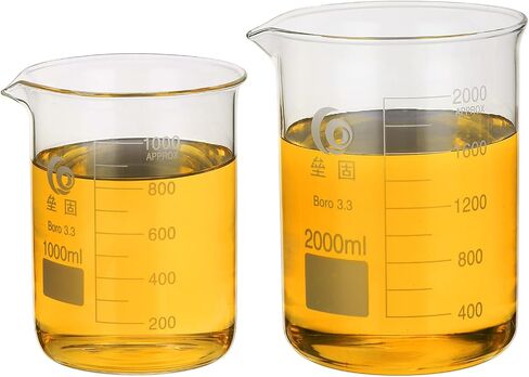 PATIKIL 250/500ml Low Form Glass Beaker, 2Pcs 3.3 Borosilicate Glass Beakers Graduated Measuring Cup with Spout for Lab Experiment, Cooking and Baking, Clear in Saudi Arabia