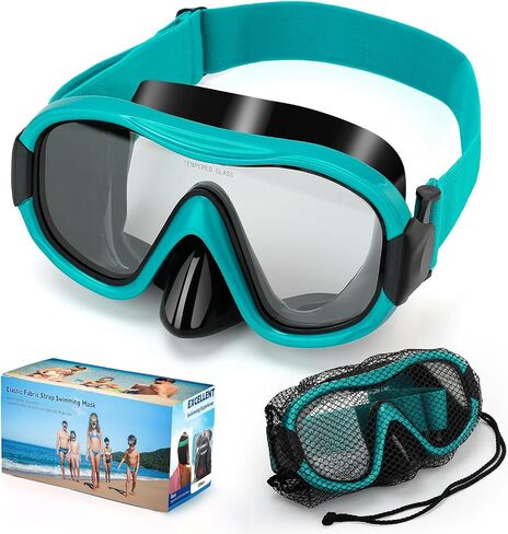 Swimming Goggles Scuba Snorkeling Mask for Adults, Adjustable Elastic Knitted Strap Swim Goggles, Tempered Glass with Panoramic Scuba Snorkel Diving Mask for Adults in Saudi Arabia