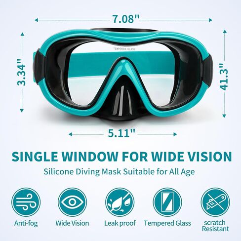 Swimming Goggles Scuba Snorkeling Mask for Adults, Adjustable Elastic Knitted Strap Swim Goggles, Tempered Glass with Panoramic Scuba Snorkel Diving Mask for Adults in Saudi Arabia