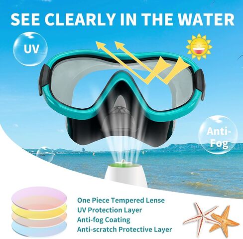Swimming Goggles Scuba Snorkeling Mask for Adults, Adjustable Elastic Knitted Strap Swim Goggles, Tempered Glass with Panoramic Scuba Snorkel Diving Mask for Adults in Saudi Arabia