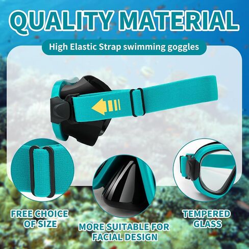 Swimming Goggles Scuba Snorkeling Mask for Adults, Adjustable Elastic Knitted Strap Swim Goggles, Tempered Glass with Panoramic Scuba Snorkel Diving Mask for Adults in Saudi Arabia