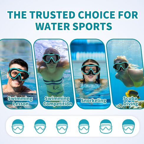 Swimming Goggles Scuba Snorkeling Mask for Adults, Adjustable Elastic Knitted Strap Swim Goggles, Tempered Glass with Panoramic Scuba Snorkel Diving Mask for Adults in Saudi Arabia
